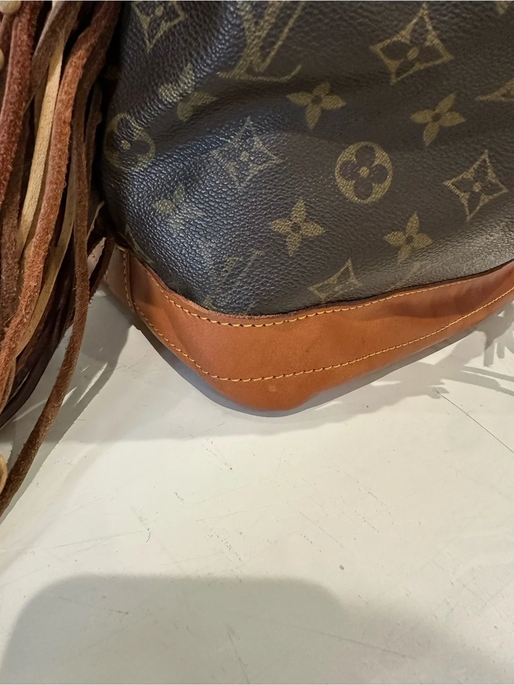Louis Vuitton Brown Monogram Fringe Drawstring Shoulder Bag